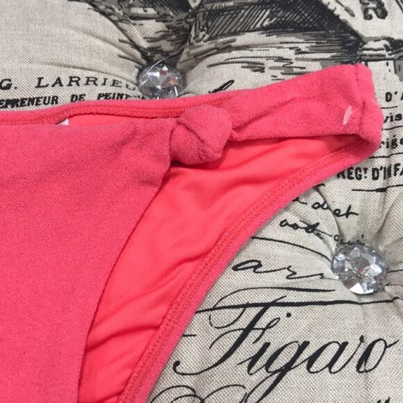 TOPSHOP Coral Velour Knot Bikini Bottoms - Picture 5 of 8